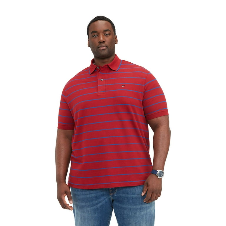 Big Tall Tommy Hilfiger Bold Stripe Regular Fit Polo Color Regatta Red Size L TALL