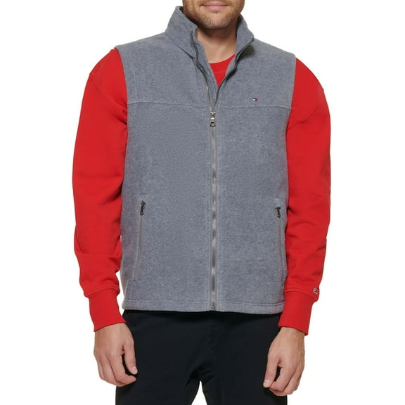 Big & Tall Tommy Hilfiger Fleece Vest with Stand Collar Color: Light Gray Size: 2XB