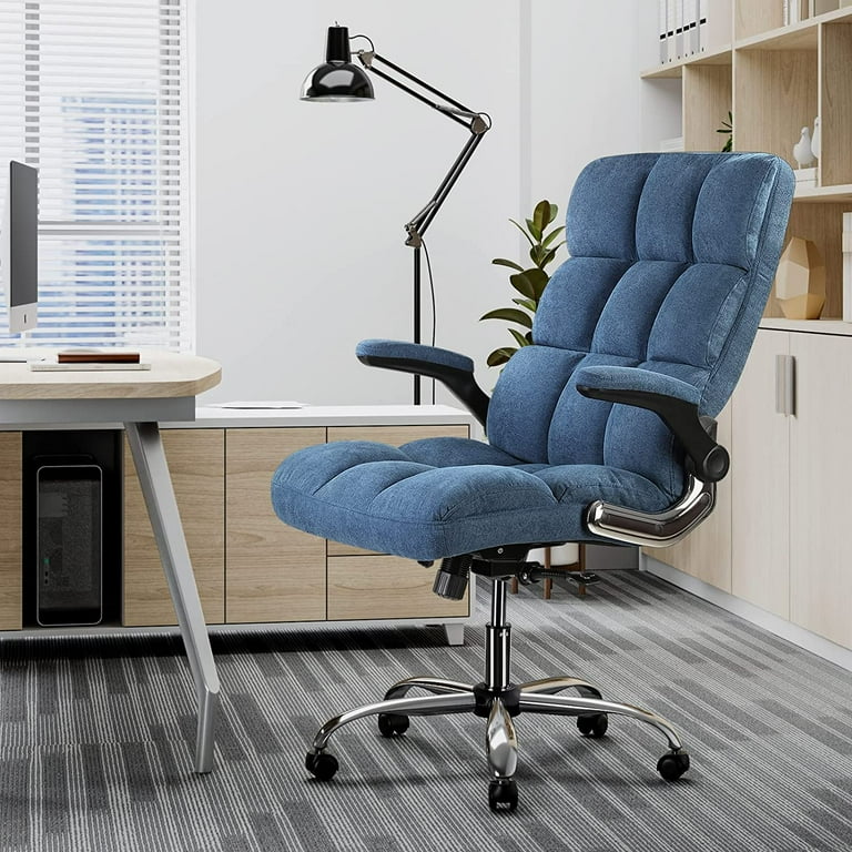 Big Tall Velvet Linen Office Chair with High Back Comfortable