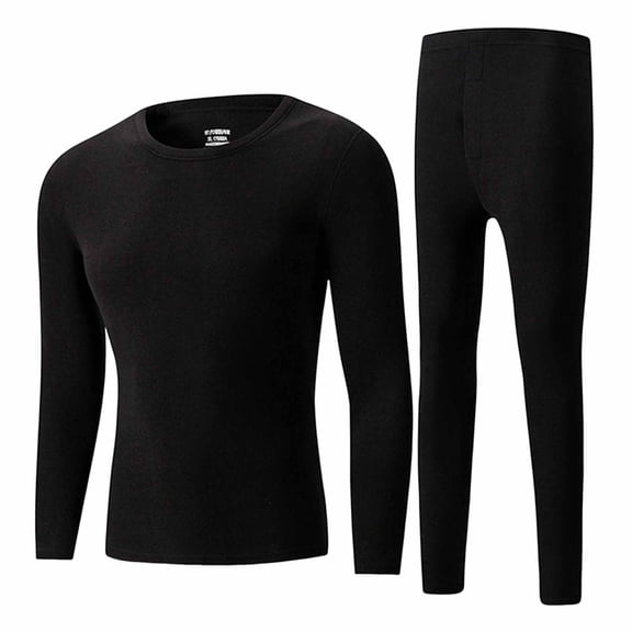 Big & Tall Winter Long Johns 2 Piece Sets Lightweight Fleece Lined Thermal Underwear Baselayers Tops Bottoms Black, 5XL