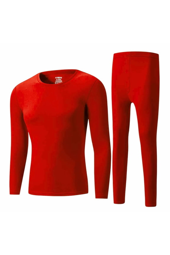 Big & Tall Winter Long Johns 2 Piece Sets Lightweight Fleece Lined Thermal Underwear Baselayers Tops Bottoms Red, XXL