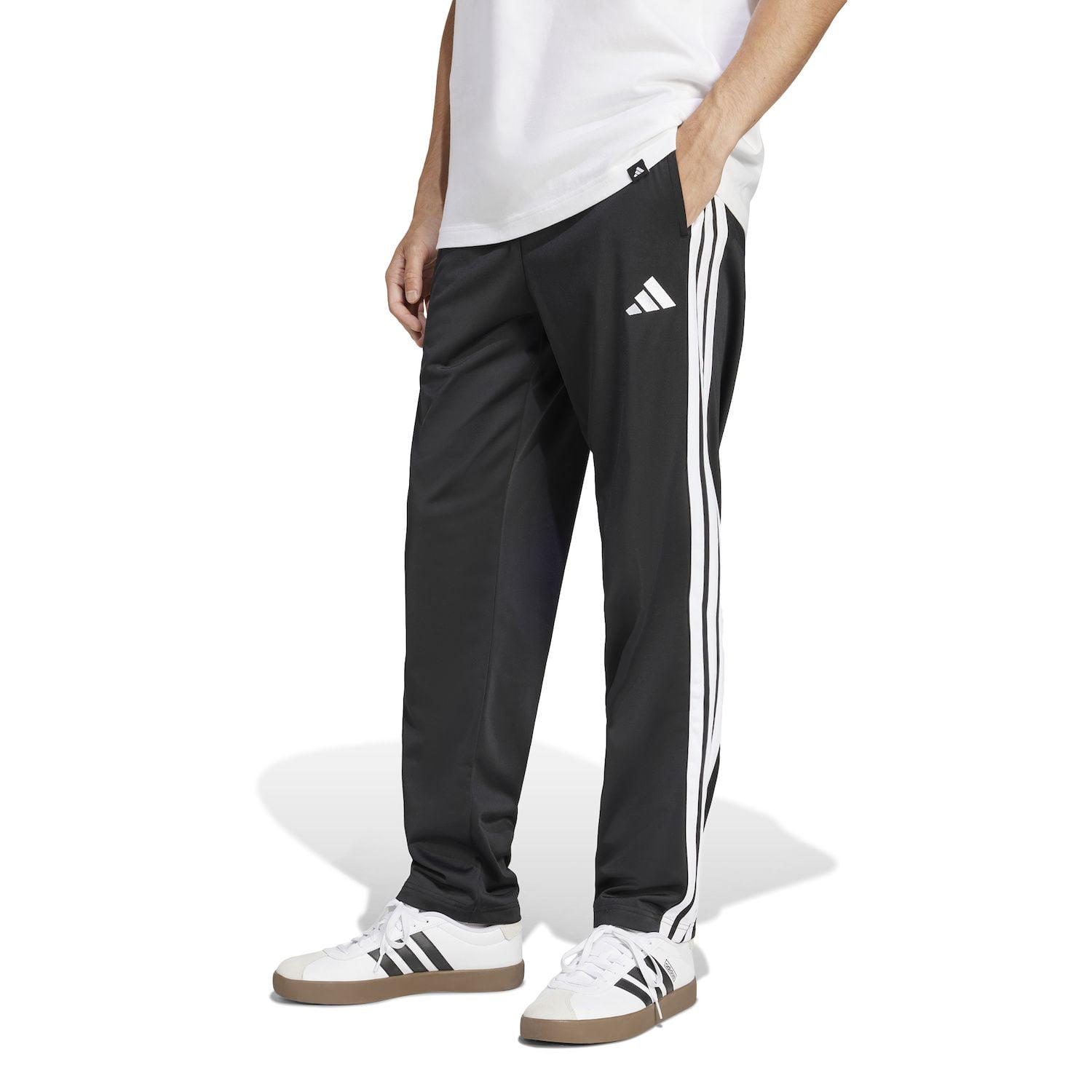 Big & Tall adidas 3-Stripes Tricot Open Hem Track Pants Color: Black ...