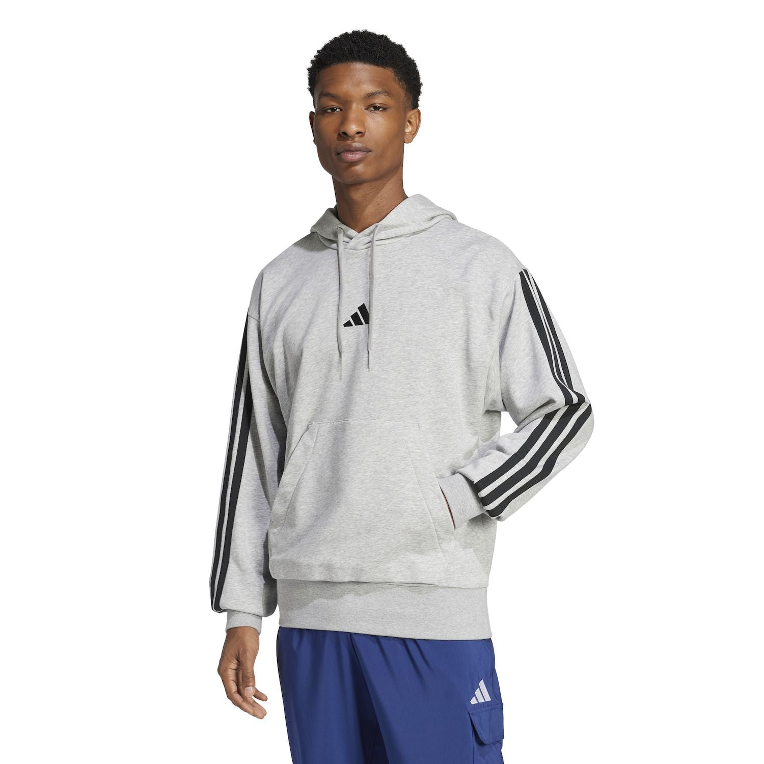 Big & Tall adidas Essentials 3-Stripes French Terry Sportswear Hoodie Color: Medium Grey Heather Size: L TALL