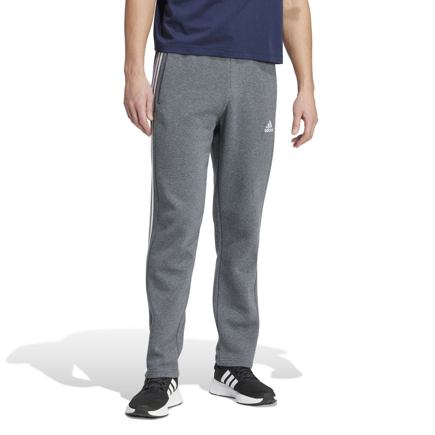 Big \u0026 Tall adidas Essentials 3-Stripes Open Hem Fleece Pants Color: Dark  Gray Heather Size: 4XL - Walmart.com