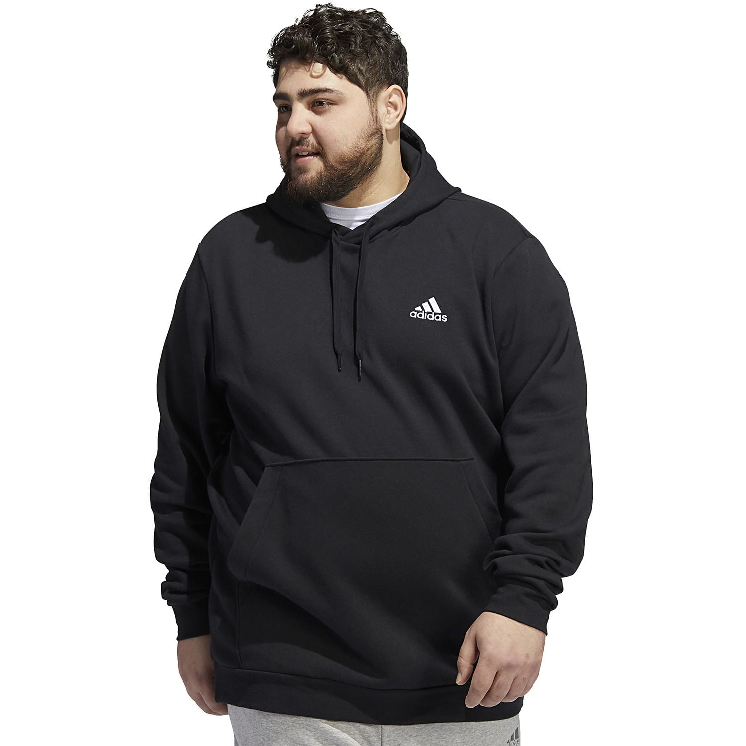 Big & Tall adidas Feel Cozy Pullover Fleece Hoodie Color: Black White Size: 3XL TALL