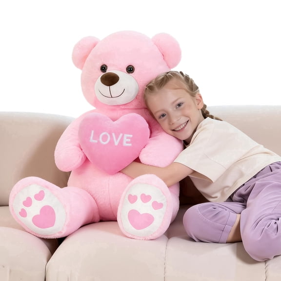 Tezituor 36" Giant Teddy Bear Stuffed Animal Big Bear Plush with Love Heart Plush Toy