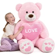 Tezituor 52" Giant Teddy Bear Stuffed Animal Big Bear Plush with Love Heart Plush Toy