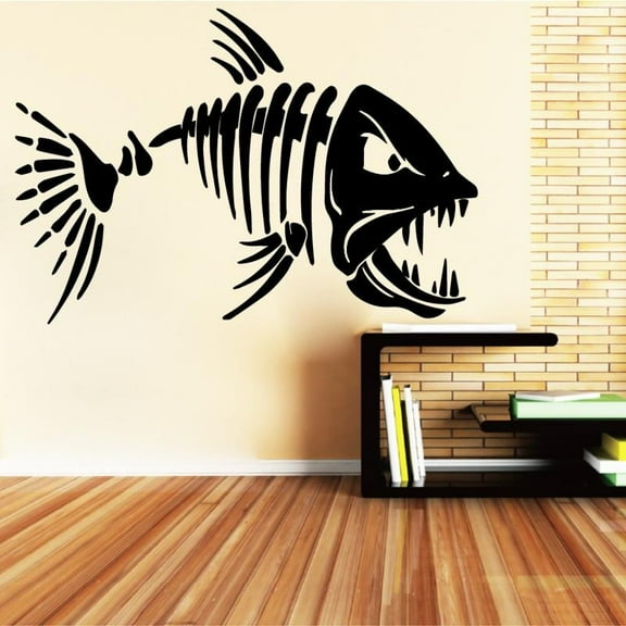 Big Teeth Shark Fish Wall Design Stickers For Living Room Art Wall Sticker Removable Home Decoration Accessories 43x65cm