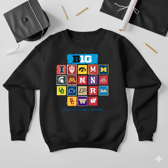 Big Ten Conference 2024 Inaugural Sports Team Pride Graphic Sweatshirt V80093, up to size 5XL