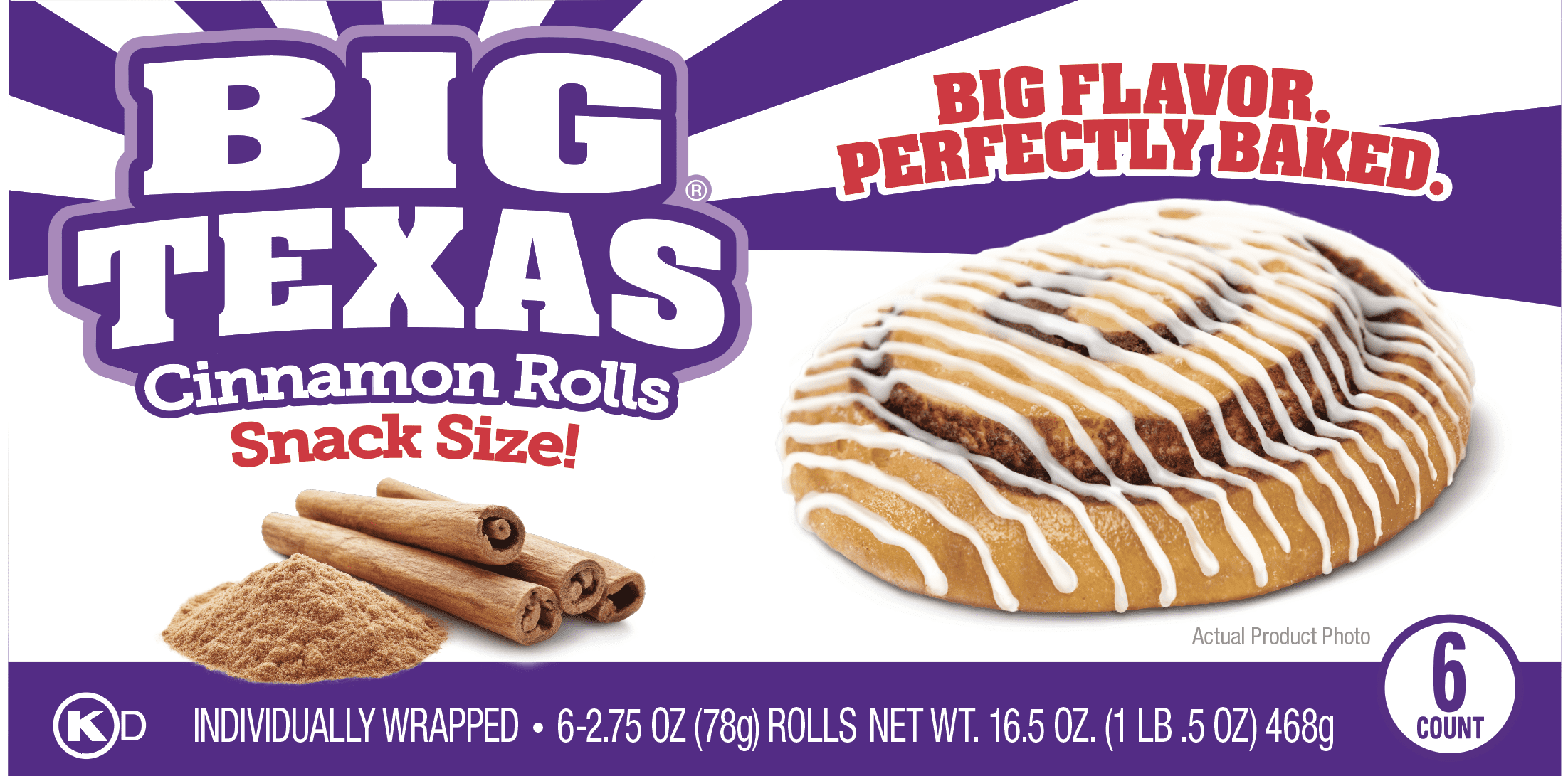 Big Texas Big Texas Cinnamon Roll, Snack Size, 6 Count in Cardboard Box — product image