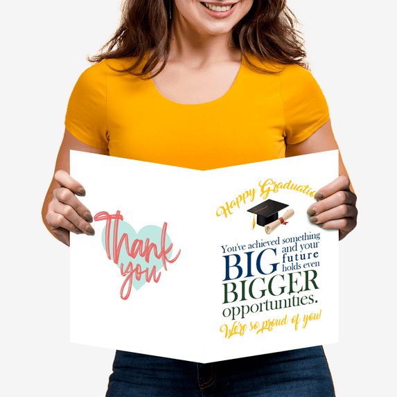 Big Thank You Card with Envelope, 8.5" x 11" Large Jumbo Size Group Team Thank You Card, Extra Big Huge Oversize Greeting Cards for Christmas, Graduations, Get Well Soon – 2 per Pack (Design 3)
