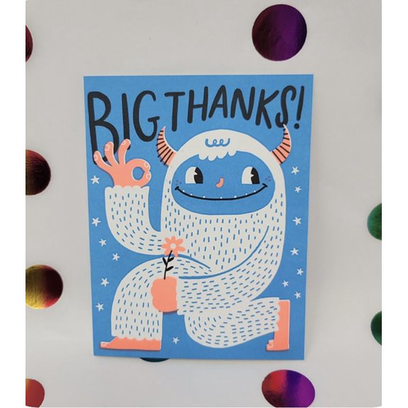 Big Thanks Card – Fun Yetis Design – Perfect for Appreciation, Gratitude, and Special Occasions – Envelope Included, Blank Inside for Personal Messages