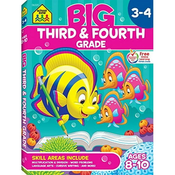 Pre-Owned School Zone Big Third & Fourth Grade Workbook (Paperback) 1589470176 9781589470170