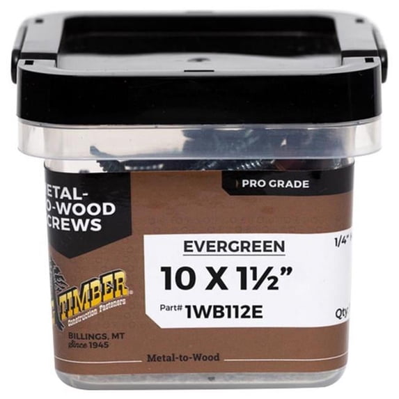 Big Timber 1WB112E #10 x 1-1/2" Metal to Wood Screws Evergreen (100/Box)