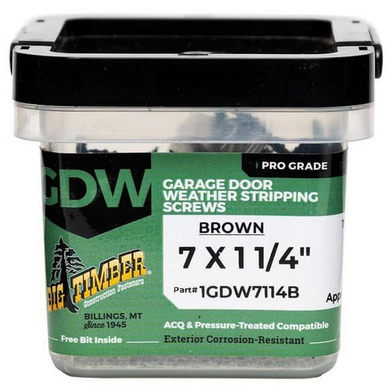 Big Timber 1GDW7114B #7x1-1/4 in. Brown Garage Door Weather Strip Screw 222-Pk