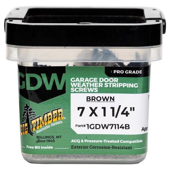 Big Timber 1GDW7114B #7x1-1/4 in. Brown Garage Door Weather Strip Screw 222-Pk