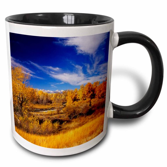 3drose, Big Timber Creek, Crazy Mountains, Autumn, Montana - Us27 Cha2164 - Chuck Haney, 15oz Two-tone Black Mug