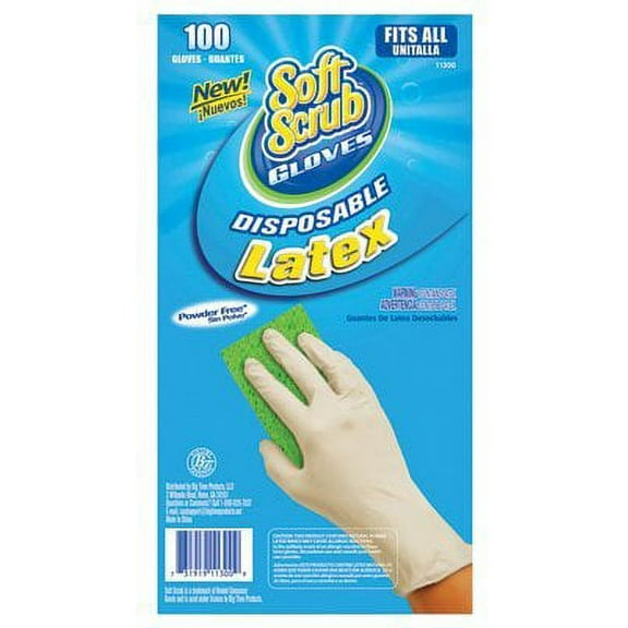 Big Time Products 11300-16 Disposable Latex Gloves, Powder Free, One Size, 100-Ct. - Quantity 6