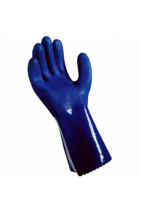 242577 Mens Large Grease Monkey Blue Long Cuff PVC Chemical Gloves