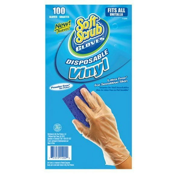 Big Time Products Llc 11200-16 Soft Scrub, 100 Count, Disposable Vinyl Gloves