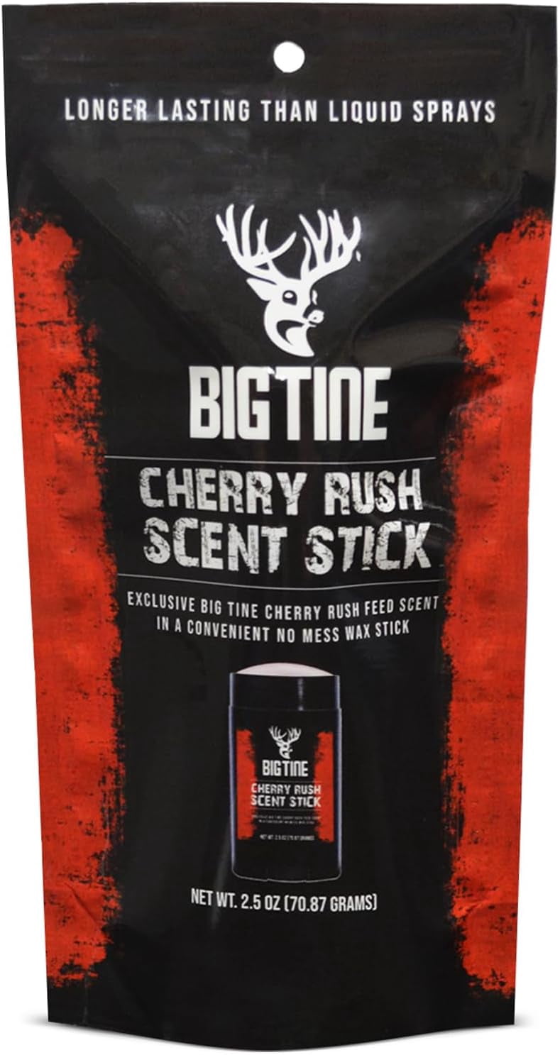 Big Tine Cherry Rush Long-Lasting Deer Scent Wax Stick, Handheld Cover Attractant, 2.5 oz, 1 Ct