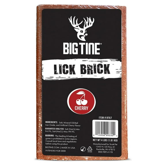 Big Tine Cherry Rush Deer Lick Brick Mineral Attractant, 4 lb Block