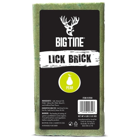 Big Tine Mineral Deer Attractant Pear Rush Lick Brick, 4 lb
