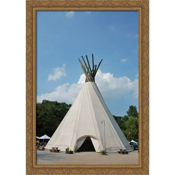 Big Tipi in Dortmund 28x40 Large Gold Ornate Wood Framed Canvas Art