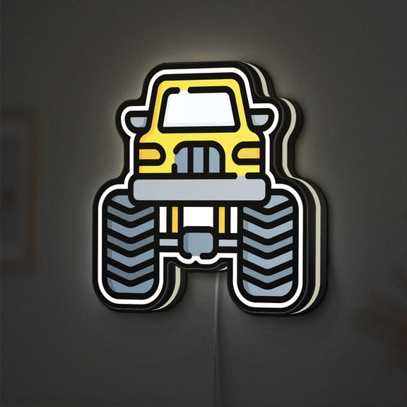 Big Tire Truck 3D Novelty Light Box for Car Enthusiasts, Pickup Monster Vehicle Lamp Decor for Racing Fans and Boys' Rooms (Width 20 inch, 50cm)