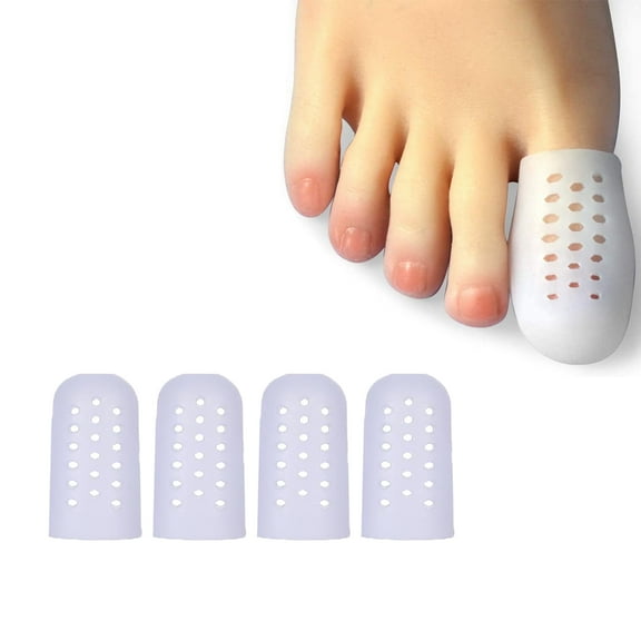 Big Toe Caps Pack of 4 Breathable Gel Toe Protector Great to Cushion Toe and Provides Pain Relief from Corns, Blisters, Missing or Ingrown Toenails for Woman and Man