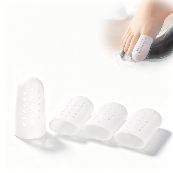 Big Toe Caps Pack of 4 Breathable Gel Toe Protector Great to Cushion Toe and Provides Pain Relief from Corns, Blisters, Missing or Ingrown Toenails for Woman and Man