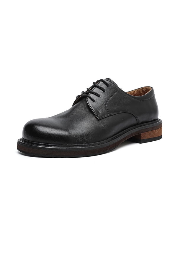 Big Toe Leather Shoes Men's Genuine Leather Thick Sole Derby Shoes Men's Casual Leather Shoes Cow Leather Shoes Wedding Shoes