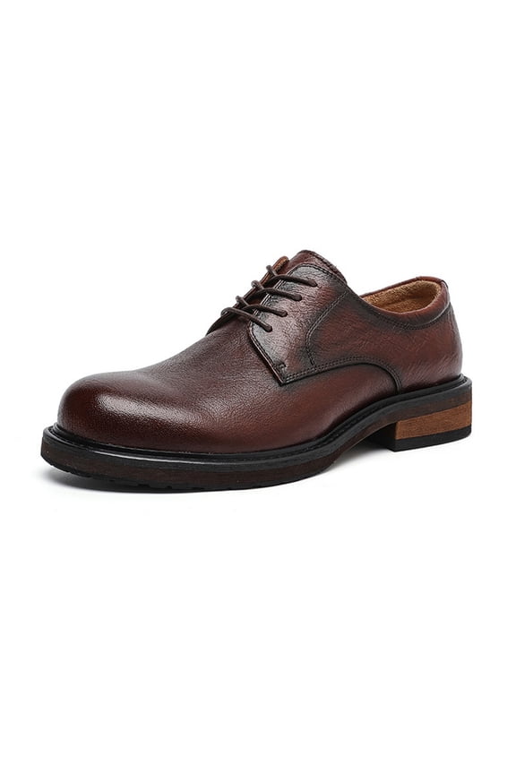 Big Toe Leather Shoes Men's Genuine Leather Thick Sole Derby Shoes Men's Casual Leather Shoes Cow Leather Shoes Wedding Shoes
