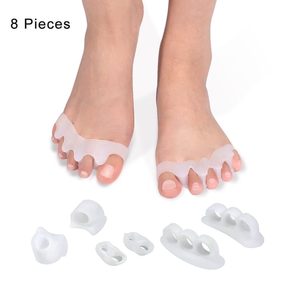 Big Toe Separators, 4 Pairs Silicone Gel Bunion Toe Corrector Orthotics Straightener Separator One Size Fits All Bunions Treatment for Bunions Treatment, Orthotics Straightener