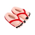 thumbnail image 1 of Big Toe Shoes, Funny Cartoon Cotton Slippers Toe Shoes, Warm Soft Slippers, Male Female Winter Cartoon Funny Indoor Warm Shoes - 11.8 x 11 inch (Red, 1 pair), 1 of 5