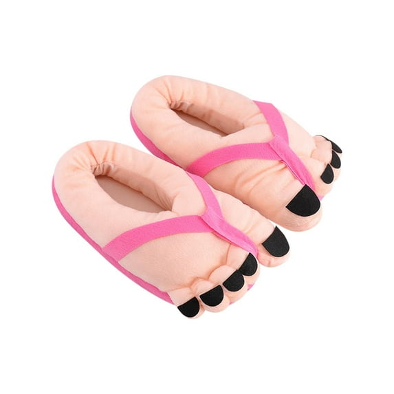 Big Toe Shoes, Funny Cartoon Cotton Slippers Toe Shoes, Warm Soft Slippers, Male Female Winter Cartoon Funny Indoor Warm Shoes - 11.8 x 11 inch (Rose Red, 1 pair)