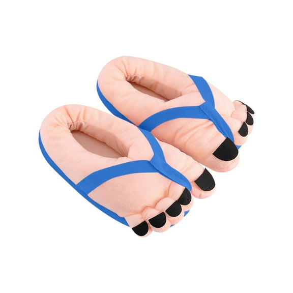 Big Toe Shoes, Funny Cartoon Cotton Slippers Toe Shoes, Warm Soft Slippers, Male Female Winter Cartoon Funny Indoor Warm Shoes - 11.8 x 11 inch (Blue, 1 pair)