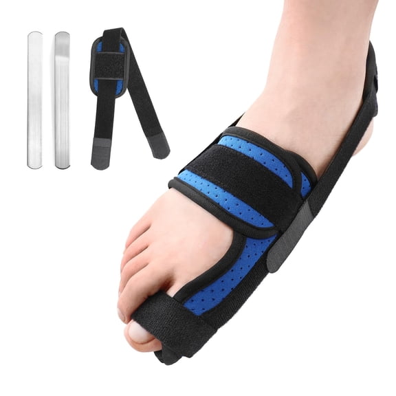 Big Toe Splint for Broken Toe, Big Toe Brace Support for Women & Men, Turf Toe, Fracture, Arthritis, Sprains, Broken Big Toe Protectors with 2 Removable Metal Plates - Blue Right