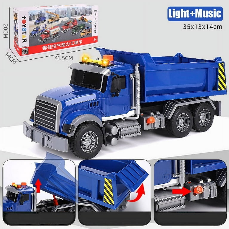 Big Tow Trcuks Toy Toy Truck with Lights Sounds and Working Parts Friction Powered Push Go Construction Vehicles for Toddlers Boys and Girls
