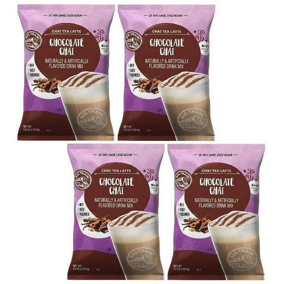 Big Train Chai Tea Latte Mix - 3.5 lb bags - Case of 4 - Single Flavor (Chocolate)