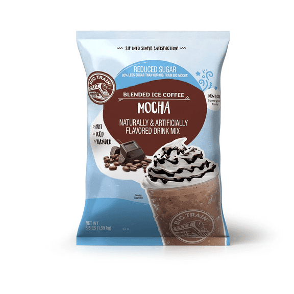 Big Train Mocha Reduced Sugar Blended Ice Coffee Mix cs 5/3.5 lb