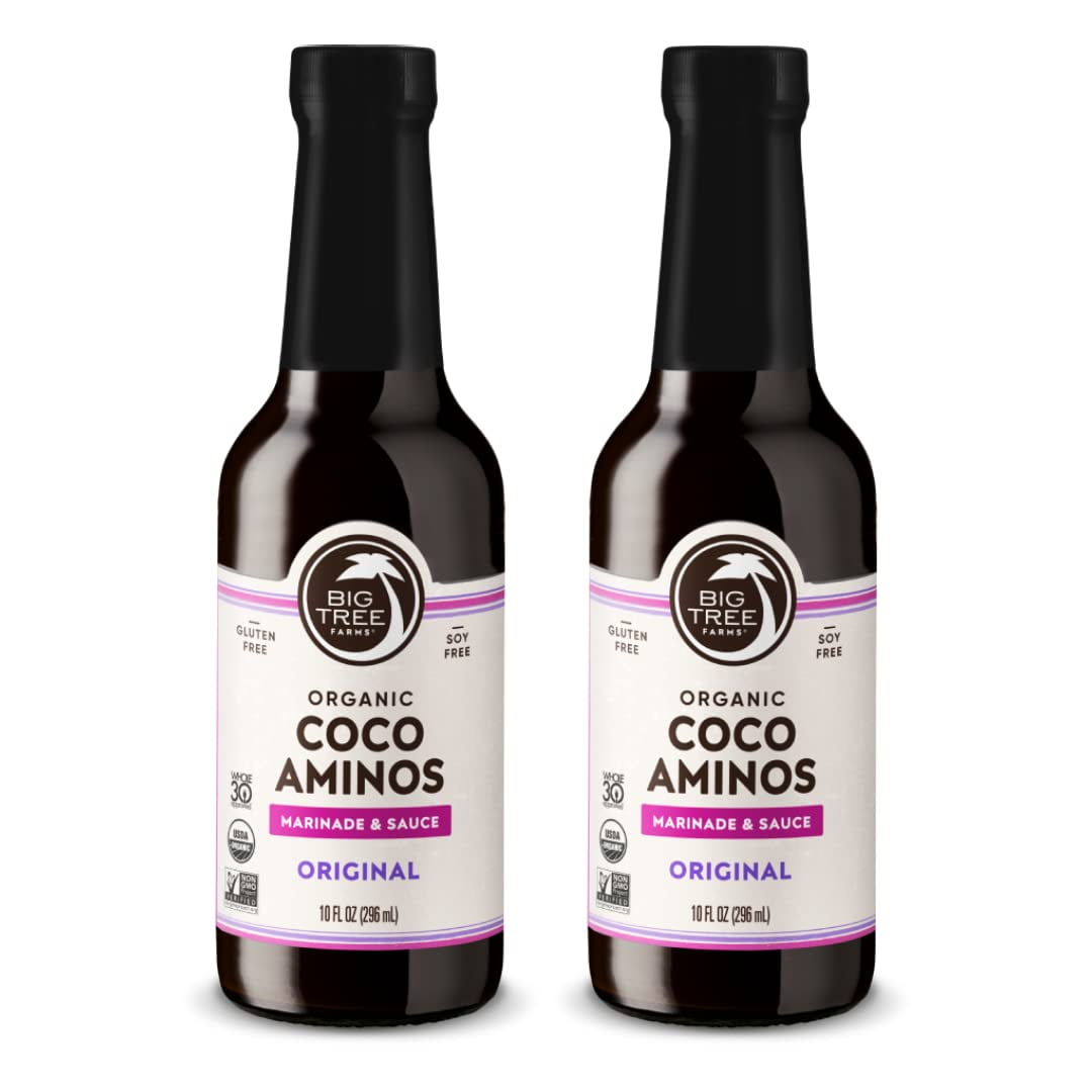 Big Tree Farms Organic AIF4&nbsp;Coco Aminos - Liquid Coconut Soy-Free Sauce, Low Sodium, Soy Alternative, Gluten Free, Kosher, Warmly Umami, Marinade & Sauce, Non-GMO - Original, 10 Fl Oz (Pack of 2)