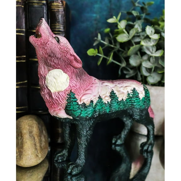 Big Tree Forest Native Tribal Howling Wolf Totem Spirit Figurine Collection 6"L