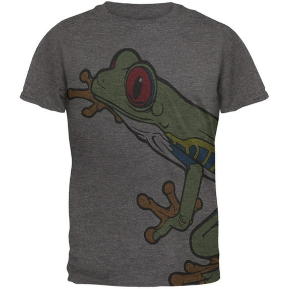 Big Tree Frog All Over Dark Heather Soft Adult T-Shirt - 2X-Large