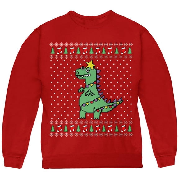 Big Tree Rex T Rex Ugly Christmas Sweater Youth Sweatshirt Red YMD