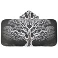 Big Tree in Black and White Hooded Beach Towel Kids Bath Towels Quick