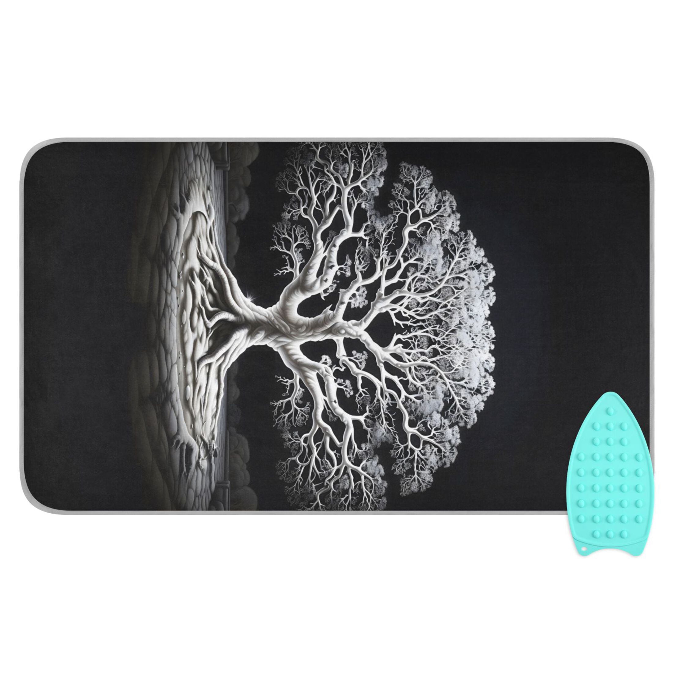 Big Tree in Black and White Ironing Mat Blanket for Table Top Travel Portable Ironing Board Pad 47.2x27.6 Inch