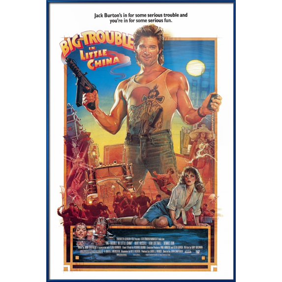 Big Trouble In Little China - Framed Movie Poster (Regular Style) (Size: 24" X 36") (Metallic Blue Plastic Frame)