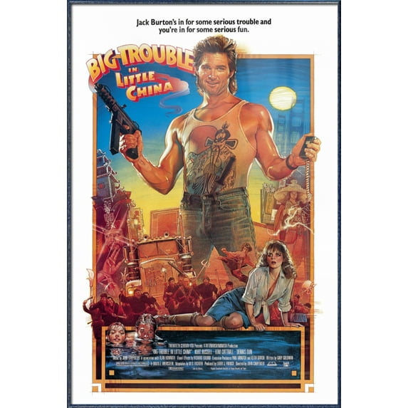 Big Trouble In Little China - Framed Movie Poster (Regular Style) (Size: 24" X 36") (Orbit Blue Aluminum Frame)