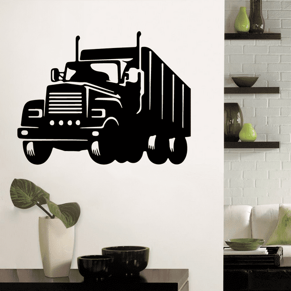Big Trucks Trailer Truck Silhouette Semi Trailer Truck Silhouette Truck Vinyl Wall Art Wall Sticker Wall Decal Home Kids Room Study Room Boys Room Wall Décoration Design Wall Décor Size (14x20 inch)